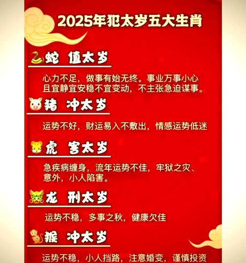 25年什么生肖犯刑太岁:2025什么属相犯太岁表